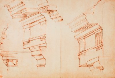 Study for entablature and cornice (drawing by Michelangelo) by Michelangelo Buonarroti